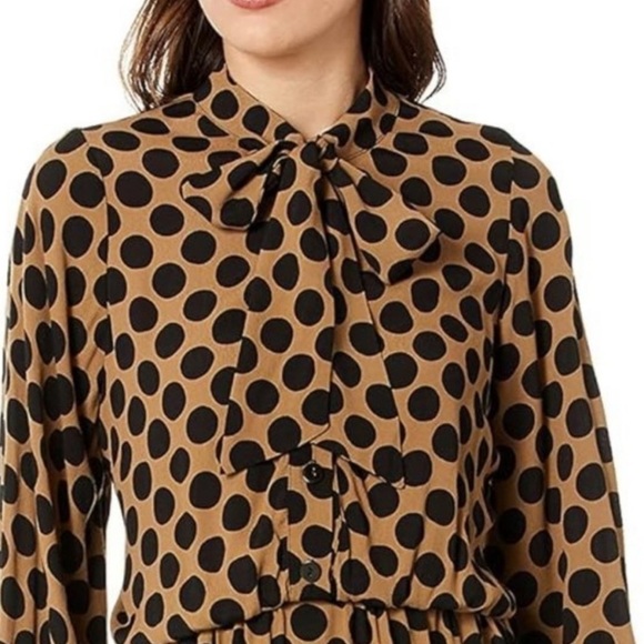Rachel Pally Rayon Dana Dress Polka Dot Tan Black Size Medium - Picture 4 of 13